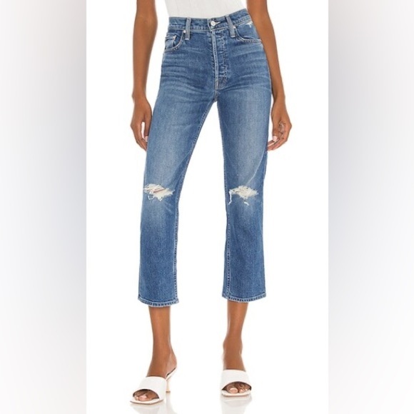 MOTHER Superior Blue The Tomcat Playing With Scissors Ankle Straight Jeans Sz 24 - Picture 16 of 16